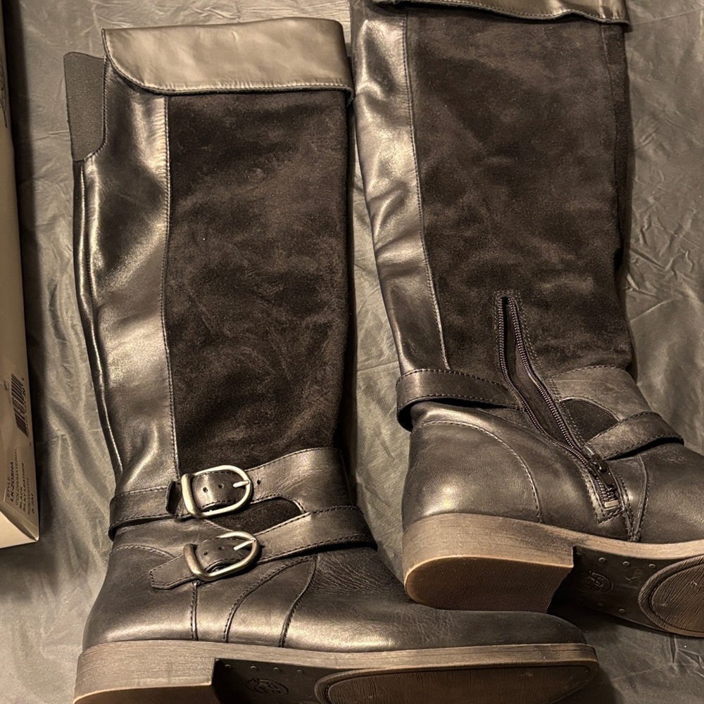 Lucky Brand Black Leather Knee-High Boots